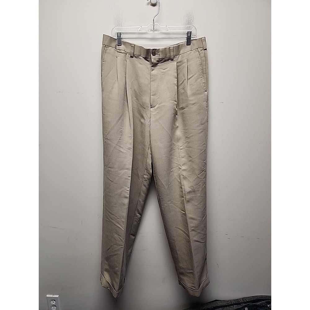 Ping Golf Pants Mens 36x34 Tan Pleated‎ Front Rayon Blend Straight Leg Chino